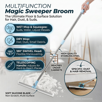 Multifunction Magic Sweeper Broom – Floor Scraper Hair & Dust Cleaner