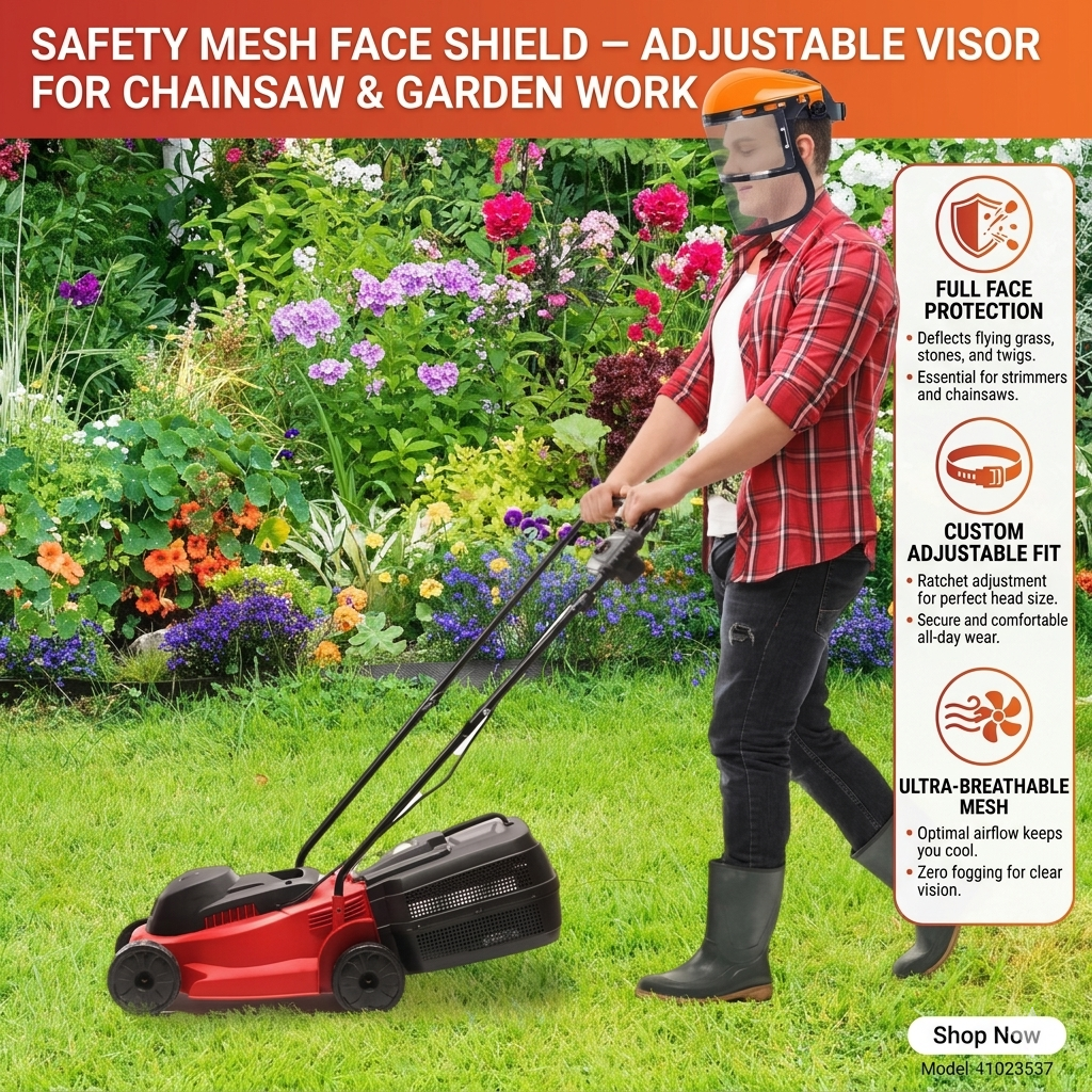 Safety Mesh Face Shield – Adjustable Visor for Chainsaw & Garden Work