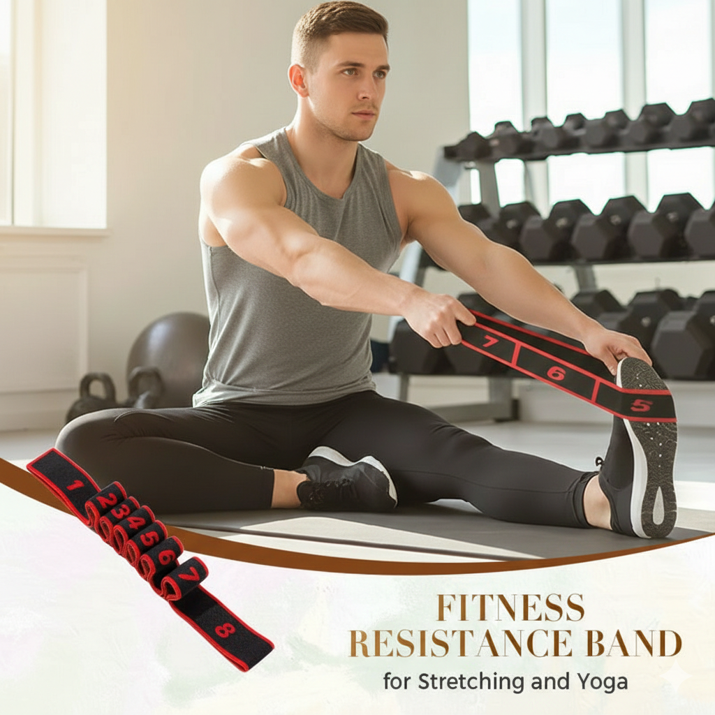 8-Loop Yoga Stretching Strap – Elastic Fitness Resistance Band