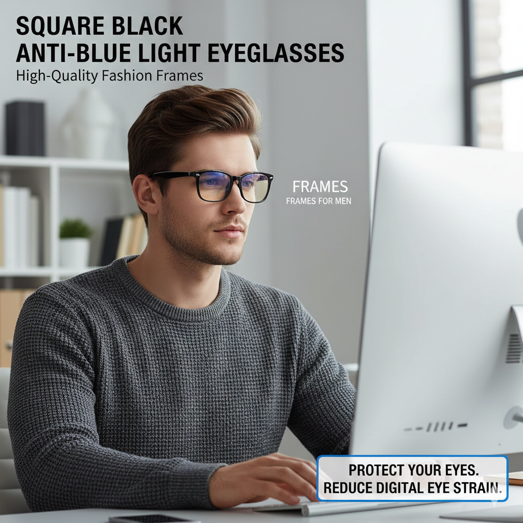 Square Black Anti-Blue Light Eyeglasses