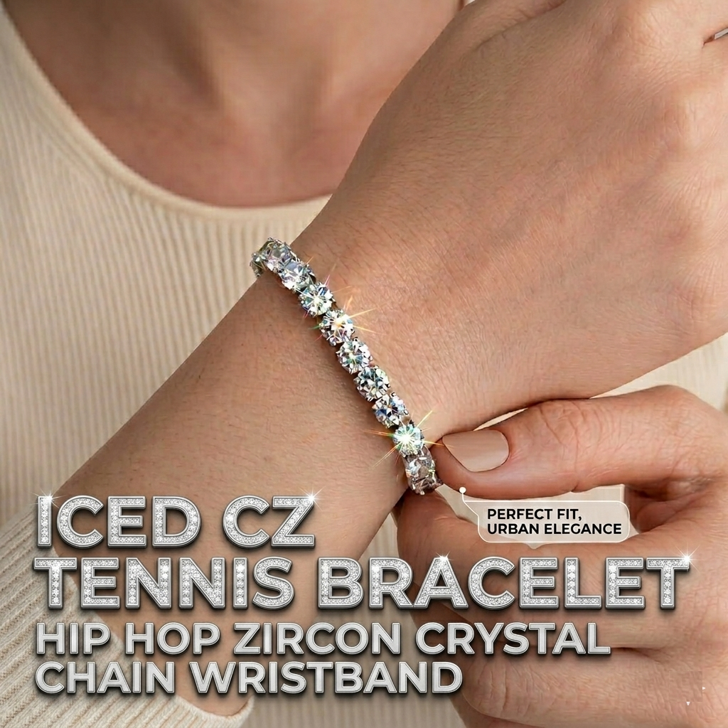 Iced Tennis Bracelet – Hip Hop Zircon Crystal Chain Wristband