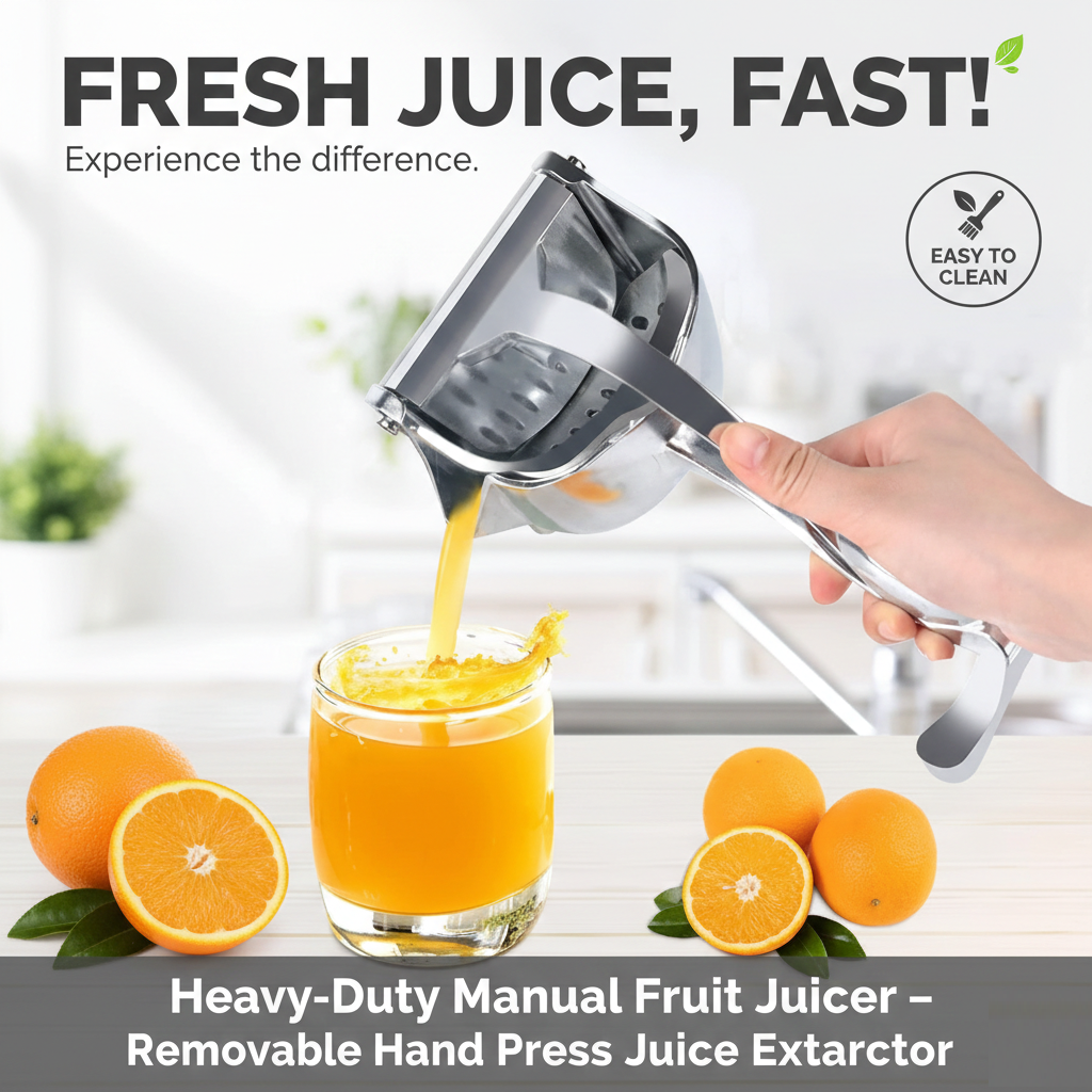 Heavy Duty Manual Fruit Juicer – Removable Hand Press Juice Extractor