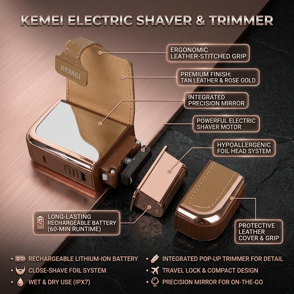 Electric Razor – Precision Shaving with Leather Case