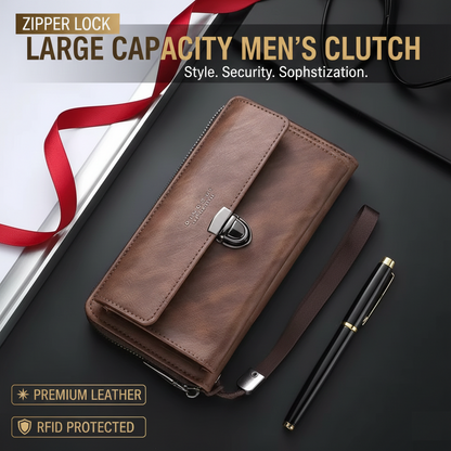 Large Capacity Men’s Zipper Lock Clutch Bag
