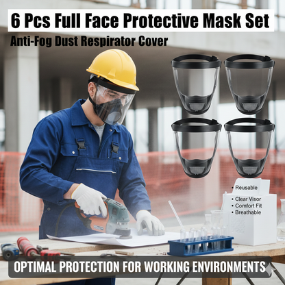6 Pcs Full Face Protective Mask Set – Anti-Fog Dust Respirator Cover