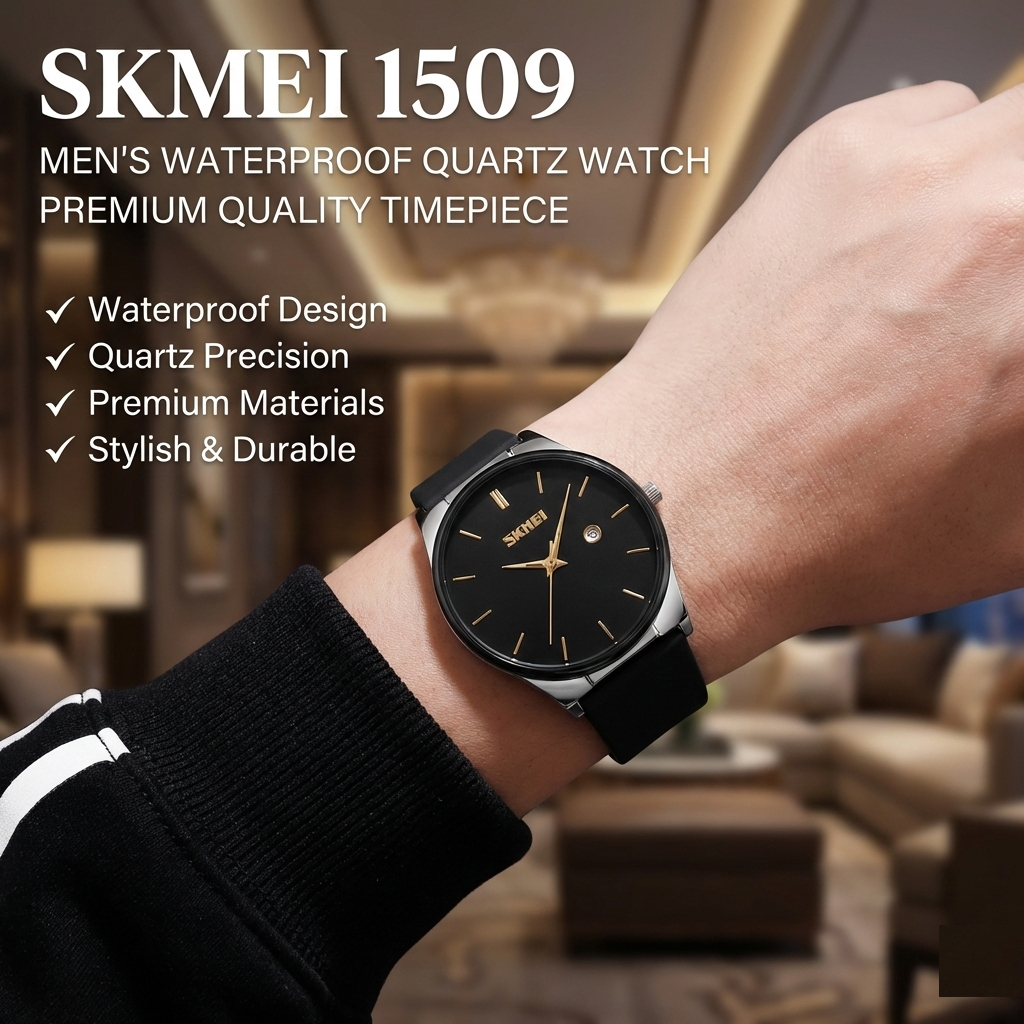 SKMEI 1509 Men’s Waterproof Quartz Watch – Premium Quality Timepiece