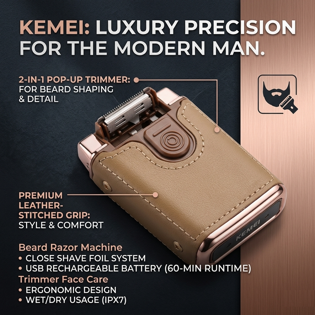 Electric Razor – Precision Shaving with Leather Case
