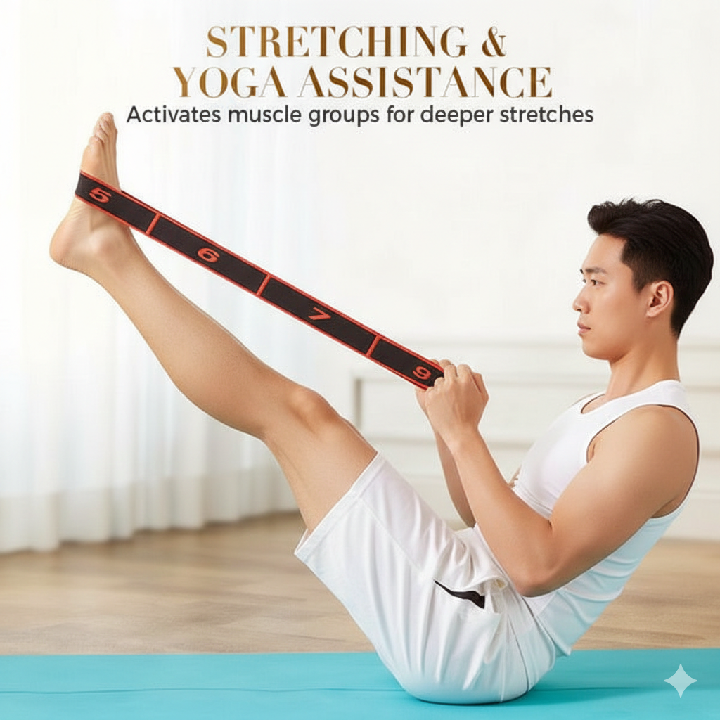 8-Loop Yoga Stretching Strap – Elastic Fitness Resistance Band