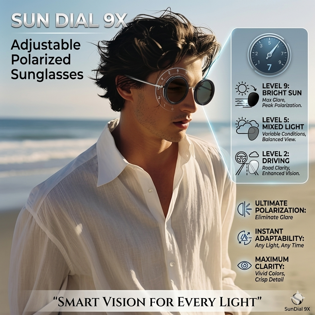 SunDial 9X Adjustable Polarized Sunglasses – Smart Vision for Every Light