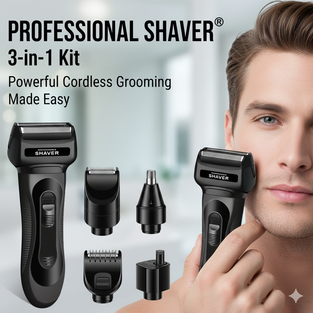 PROFESSIONAL SHAVER® 3-in-1 Kit – Powerful Cordless Grooming Made Easy