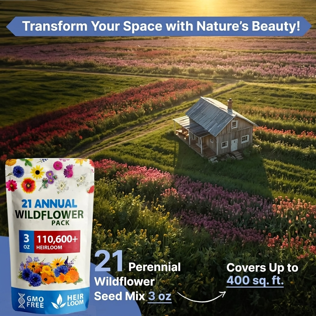 21 Variety Wildflower Seed Mix – Bee & Butterfly Garden Pack