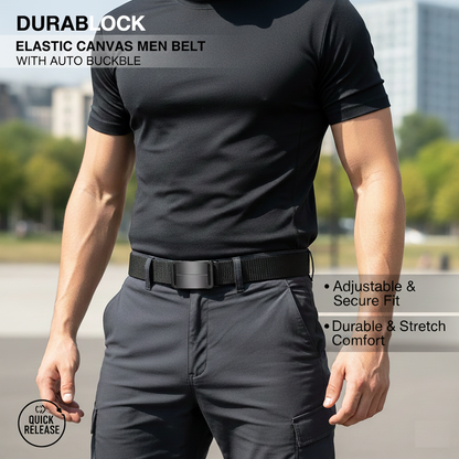 Elastic Canvas Men Belt with Auto Buckle