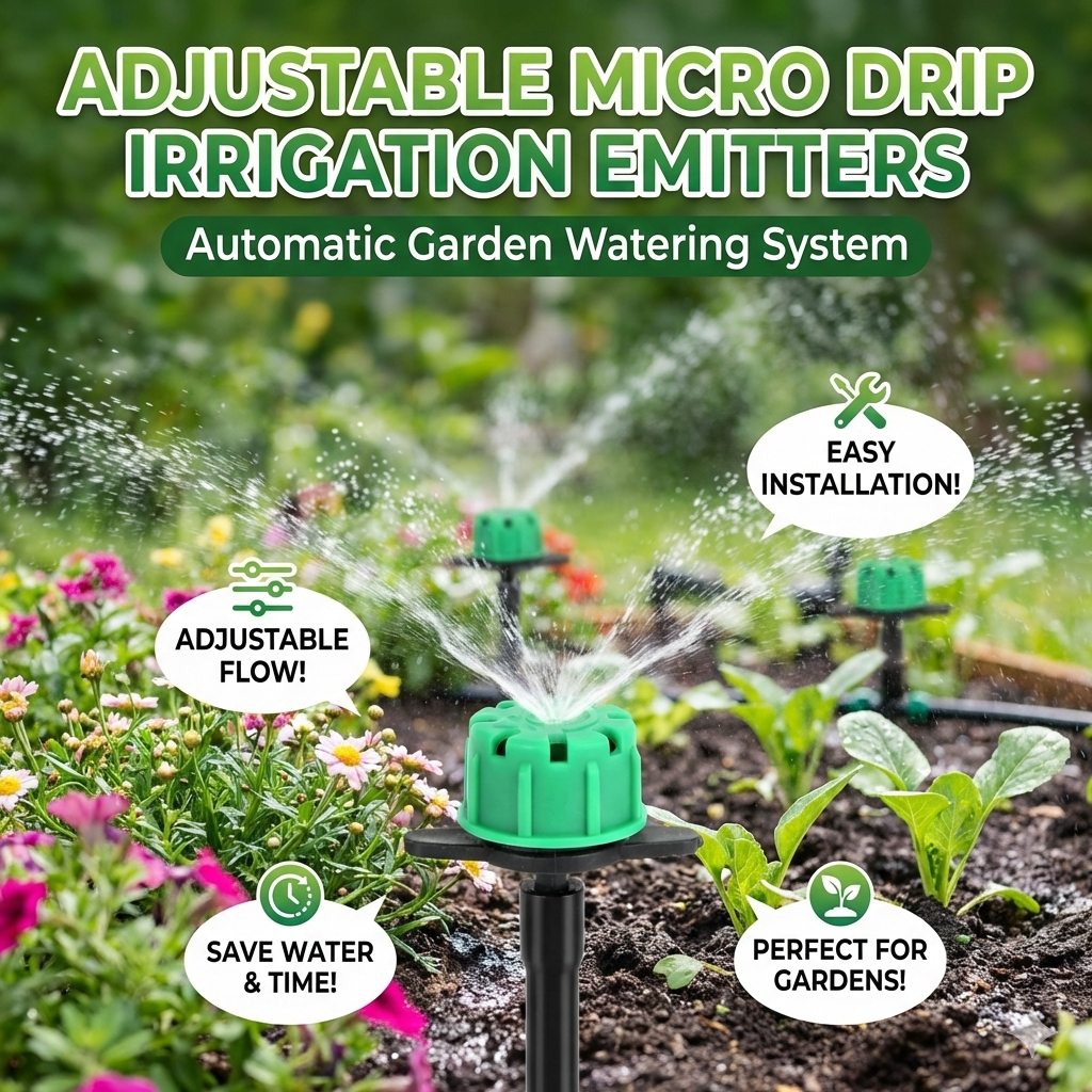 Adjustable Micro Drip Irrigation Emitters – Automatic Garden Watering System