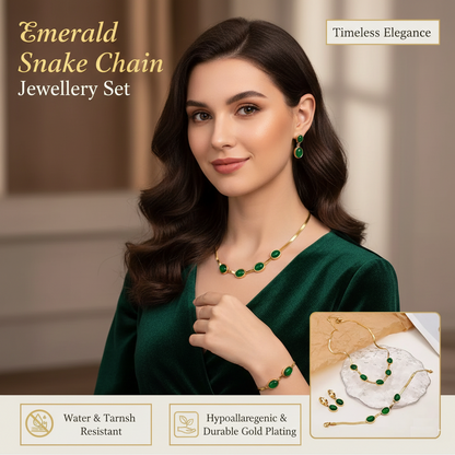 Emerald Vintage Snake Chain Jewellery Set
