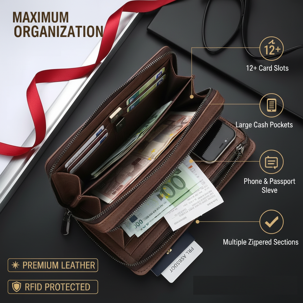 Large Capacity Men’s Zipper Lock Clutch Bag