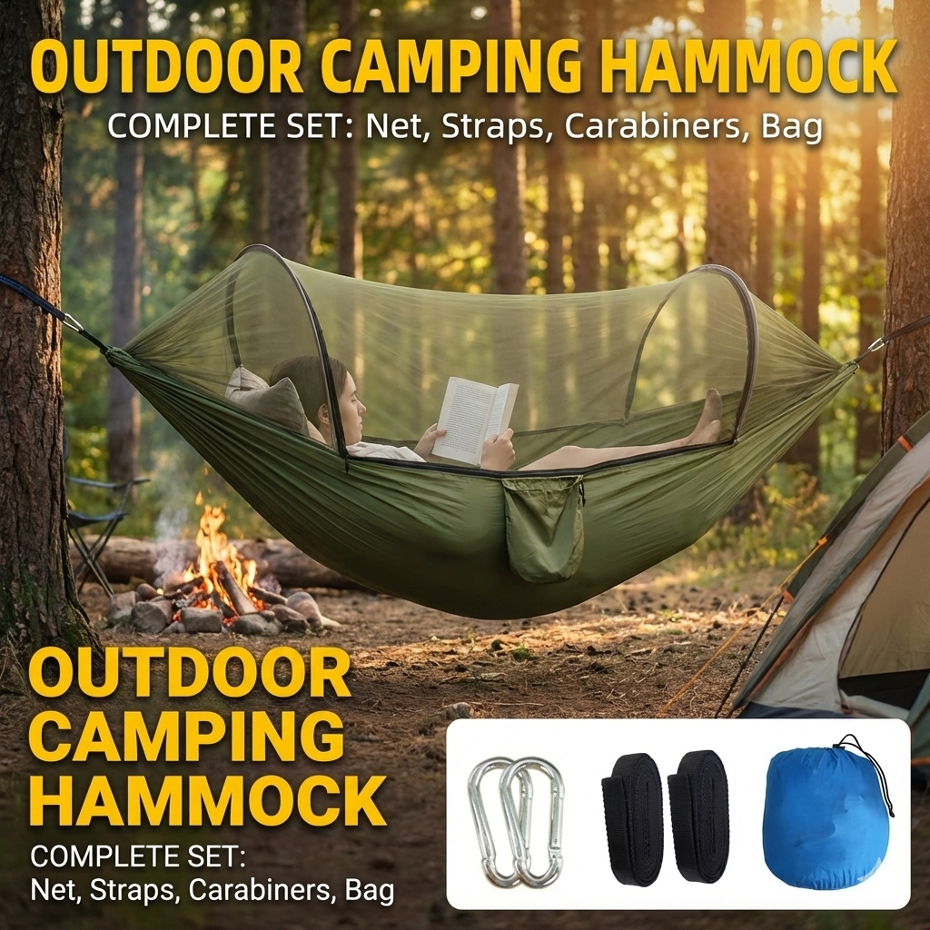 Outdoor Camping Hammock — Travel Hammock with Mosquito Net