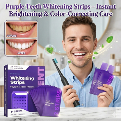Purple Teeth Whitening Strips – Instant Brightening & Color-Correcting Care