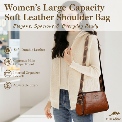 Women’s Large Capacity Soft Leather Shoulder Bag – Elegant, Spacious & Everyday Ready