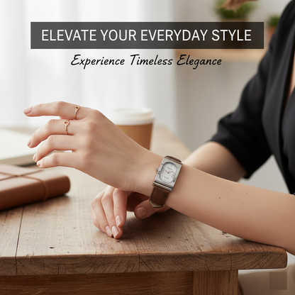 Elegant Square Women’s Watch – Vintage Oval Face with Leather Strap