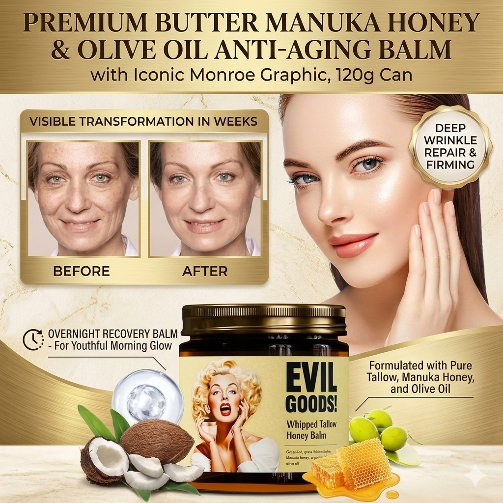 Butter Manuka Honey & Olive Oil Anti-Aging Balm with Monroe Graphic 120g Can