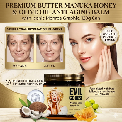 Butter Manuka Honey & Olive Oil Anti-Aging Balm with Monroe Graphic 120g Can
