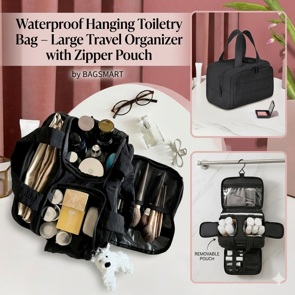 Waterproof Hanging Bag – Large Organizer with Zipper Pouch