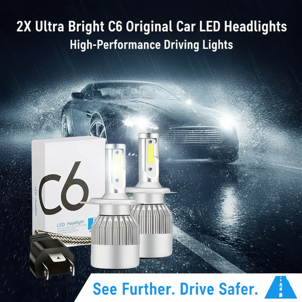 2X Ultra Bright C6 Original Car LED Headlights – High-Performance Driving Lights