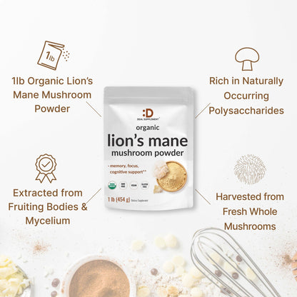 Organic Lion’s Mane Mushroom Powder – Antioxidant & Wellness Superfood