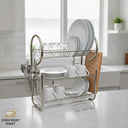 Double Layer Dish Drain Rack – Household Metal Kitchen Storage Organizer