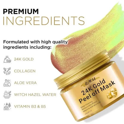 24K Gold Deep Cleansing Anti Acne Remove Black Head Peel Off Beauty Mud Facial Mask