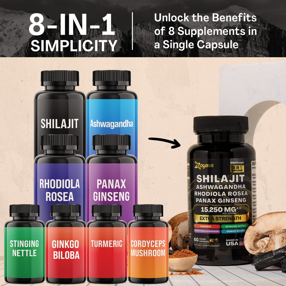 Shilajit & Herbal Blend Capsules –  9000mg Shilajit