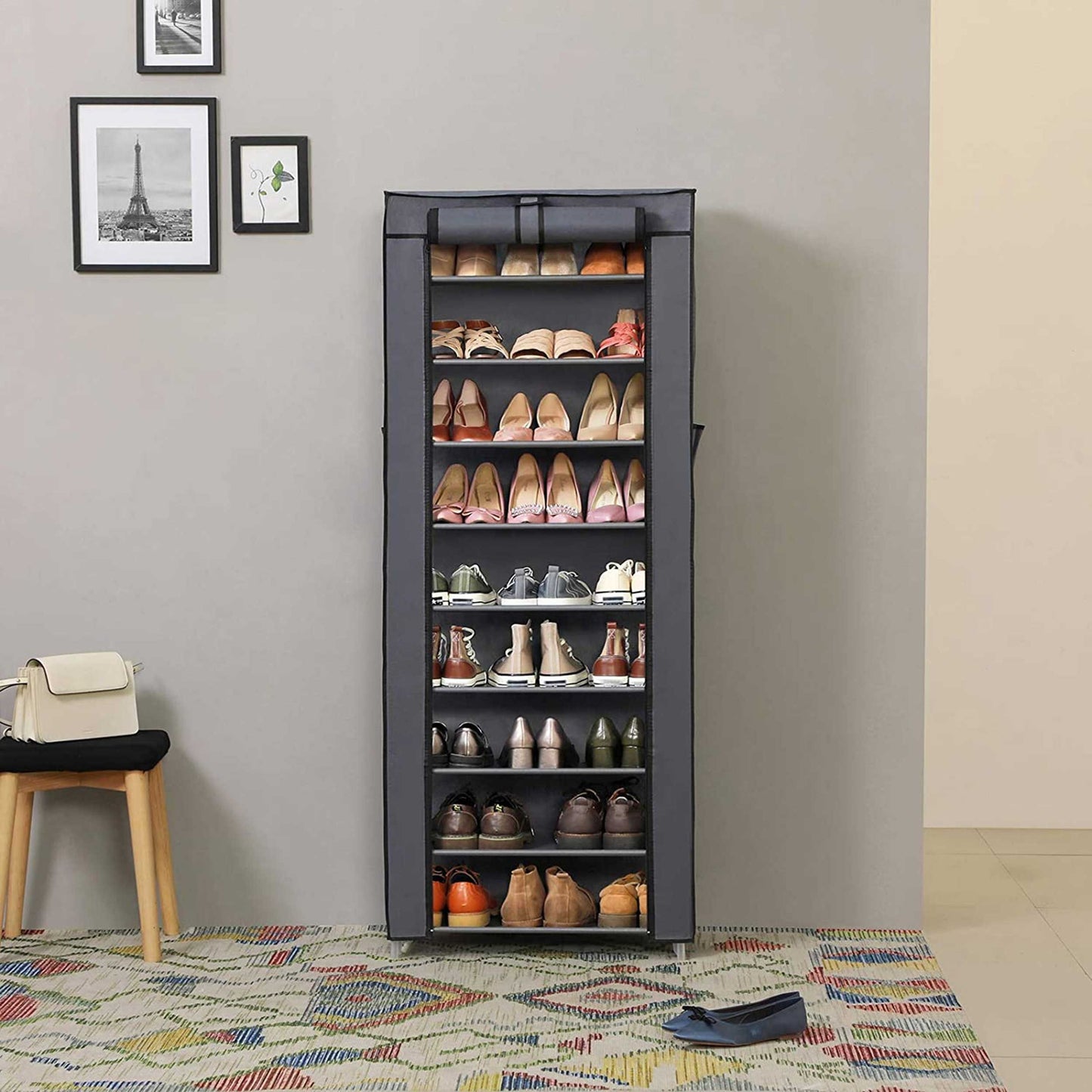 10-Tier Non-Woven Shoes Rack.