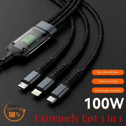 Transparent Luminous 3-in-1 Charging Cable