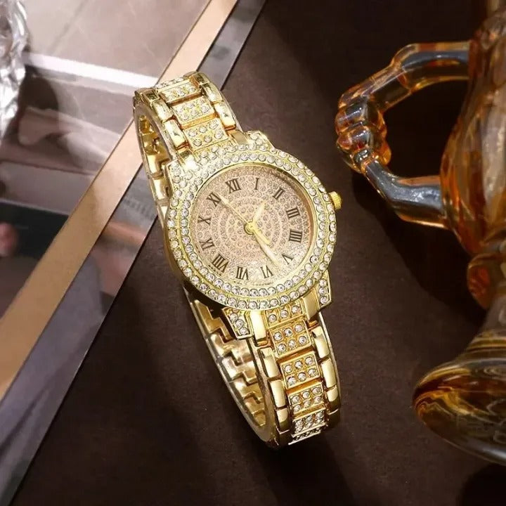 Luxury Women’s Fashion Watch & Jewelry Set – Gold, Silver & Rose Gold Bling Gift Set