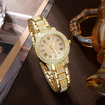 Luxury Women’s Fashion Watch & Jewelry Set – Gold, Silver & Rose Gold Bling Gift Set