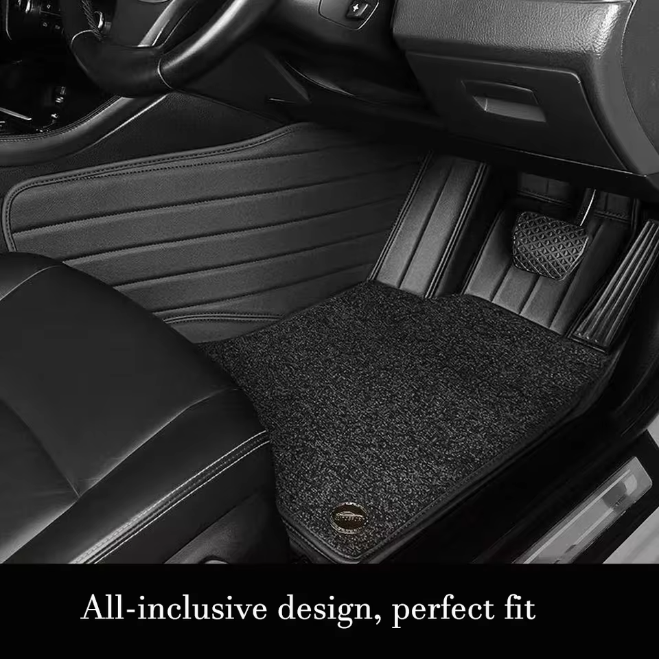 Universal Car Floor Mats – 4-Piece PVC Flocking Carpet Set