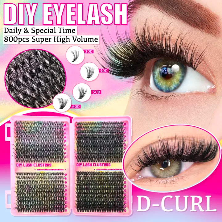 DIY False Eyelash Extension Kit – 1000 Cluster Lash Set with Application Tools