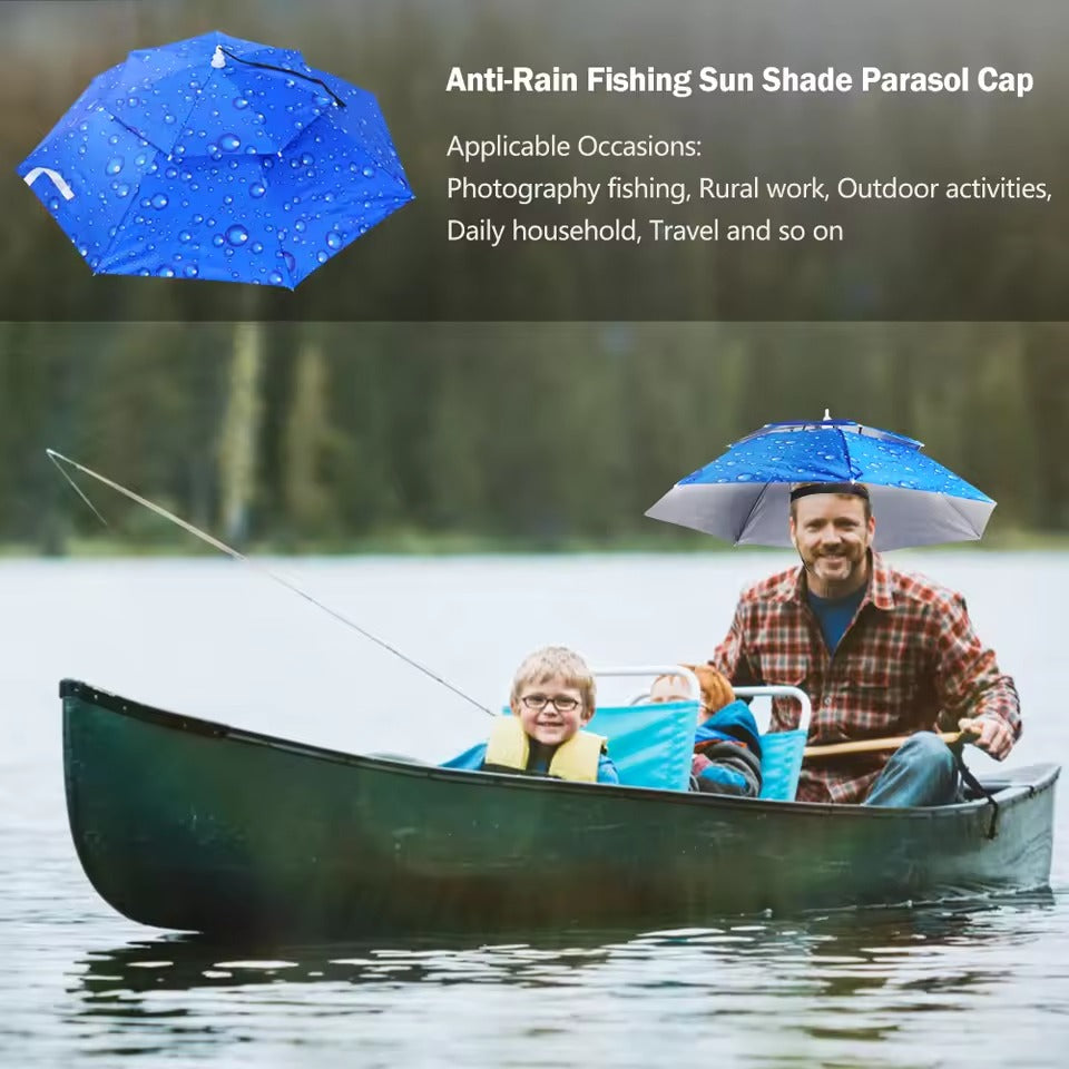 Portable Offset Head Umbrella Hat – UV Protection Fishing & Patio Dome Cap