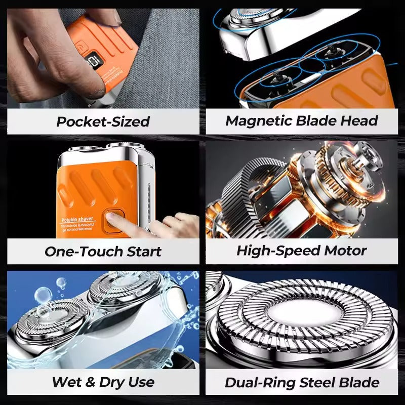 Portable Rotary Dual Ring Electric Shaver – Smooth & Convenient Grooming