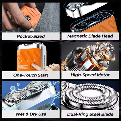 Portable Rotary Dual Ring Electric Shaver – Smooth & Convenient Grooming
