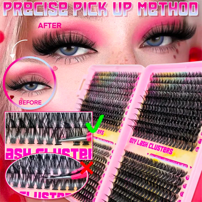 DIY False Eyelash Extension Kit – 1000 Cluster Lash Set with Application Tools