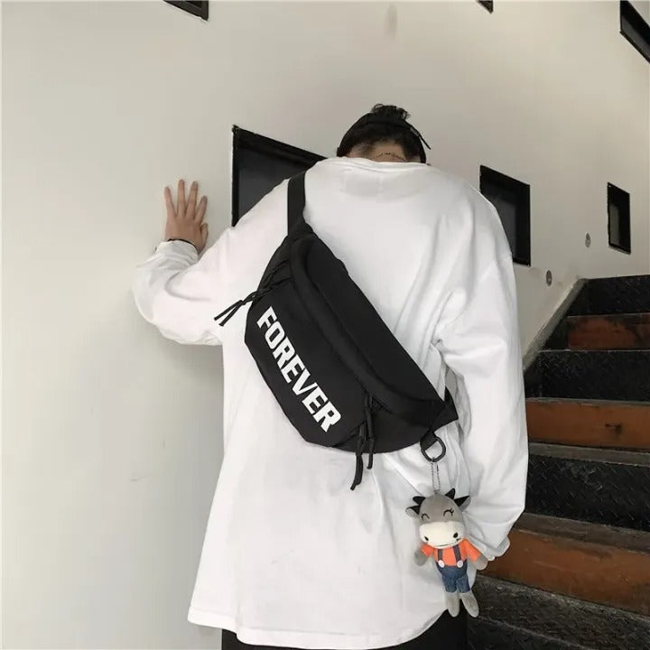 Waterproof Letters Print Waist & Shoulder Bag