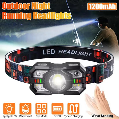 Intelligent Induction Headlamp – Hands-Free LED Flashlight for Night Fishing