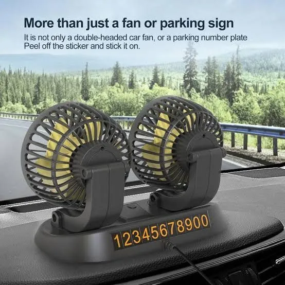 Dual Head Car Cooling Fan – Speed Rotating Vehicle Fan with Cigarette Lighter Plug