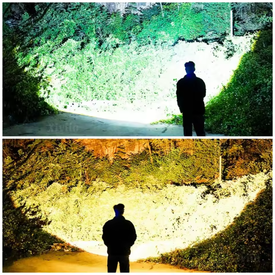 Dual LED Rechargeable Flashlight Super Bright Outdoor Torch