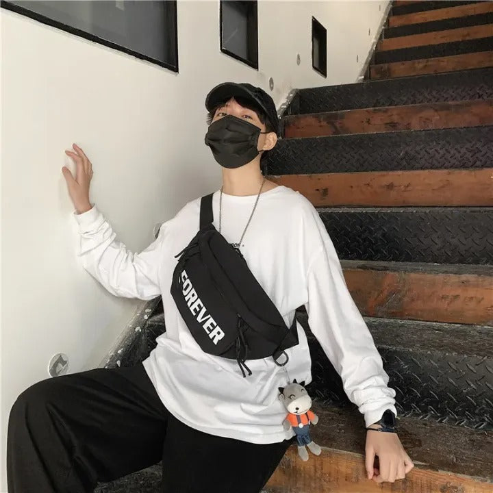 Waterproof Letters Print Waist & Shoulder Bag