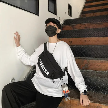 Waterproof Letters Print Waist & Shoulder Bag