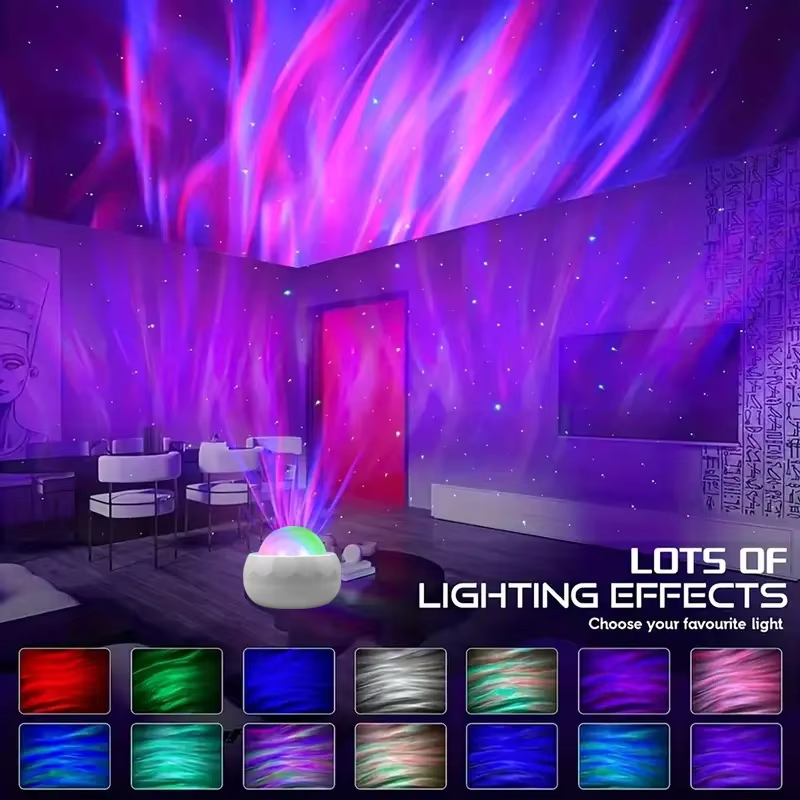 Northern Lights Star Projector – Rainbow Water Ripple Galaxy Night Light