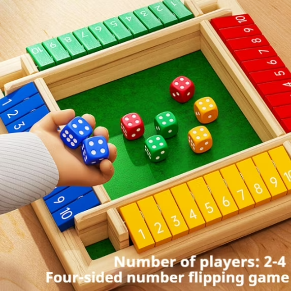 Wooden Chess Set with Shut Box Dice – Classic Educational Family Board Game