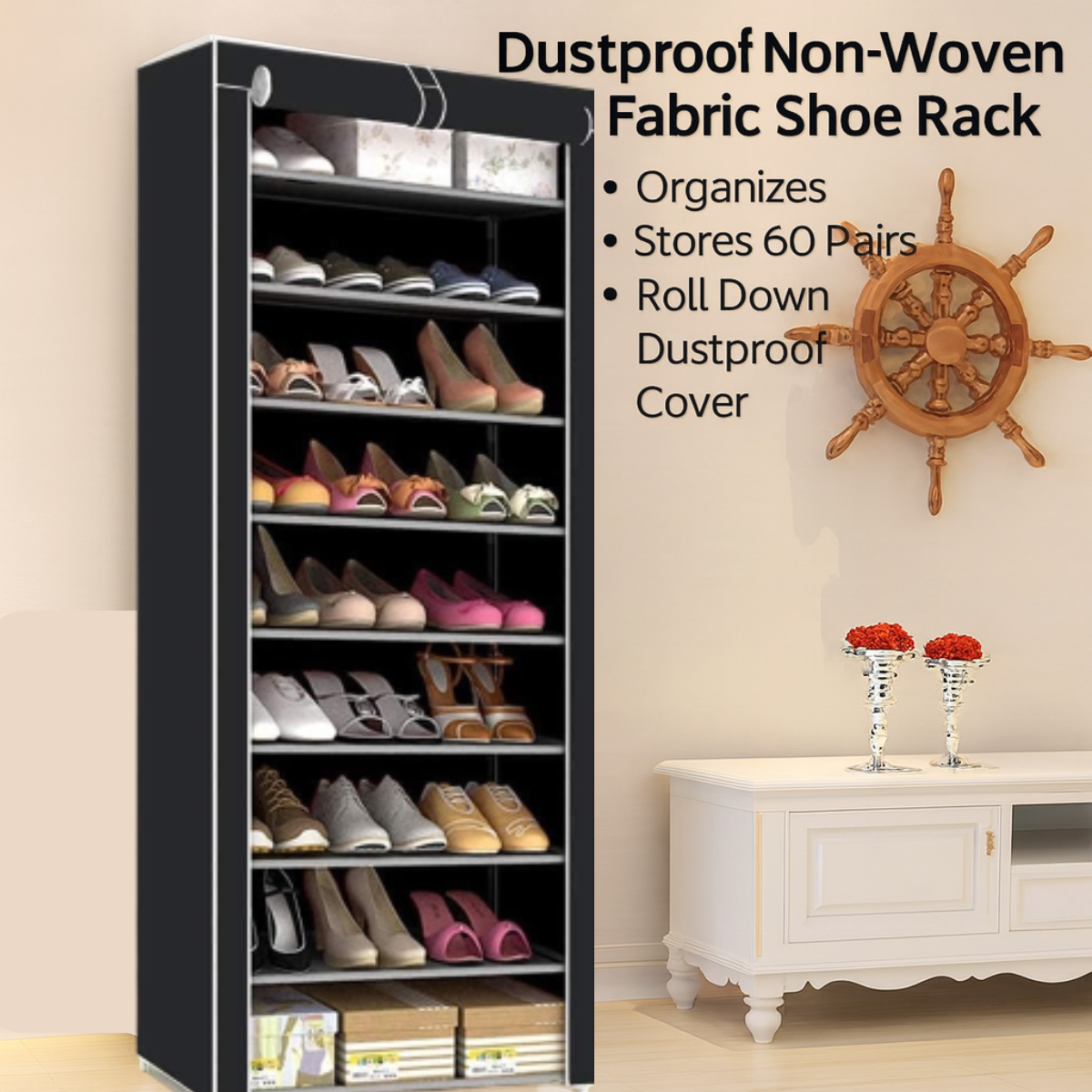 10-Tier Non-Woven Shoes Rack